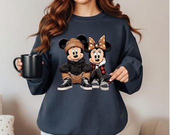 Mickey Vintage Style  Minnie - Sudadera Verde - Cute Couple Disney Trip - Regalo para ella Disney - Beanie & Plaid Design