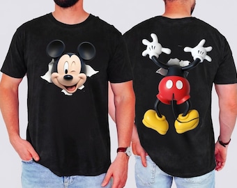 Mickey Mouse Front and Back T-Shirt  Camiseta Doble Lado  3D Bursting Effect - Funny Disney Tee - Mens Magic Kingdom Outfit Funny MickeyGift