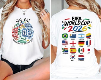 T-shirt Womens 2026 World Cup Flags Two Sided Soccer Fan Music Anthem Tee