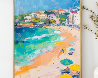 Bondi Beach Impressionist Painting, Modern Coastal Art (Digital Download)