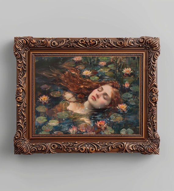 オフィーリアの絵画、ミレイ風肖像画、ダーク・アカデミア・アート