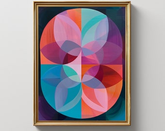 Kaleidoscope Modern Print, Abstract Geometric Fine Art (Digital Download)