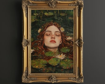Ophelia Painting, Millais Inspired Art, Dark Vintage Portrait (Digital Download)
