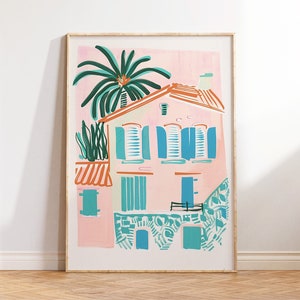 décoration maison de plage | affiche de maison de plage | Définition riviera | cadeau pour maison de plage | impression d'art de plage rose | Télécharger | impression numérique