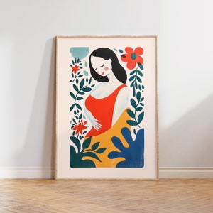 Futura mamá, Impresión de arte de maternidad, Cartel de nueva mamá, Ilustración de mujer, Impresión de partera, Idea de regalo de baby shower, Decoración de pared sueca, Regalo de embarazada