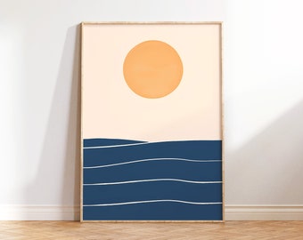 Ocean Waves Art Print: Minimalist Beach Home Decor (Digital Download)