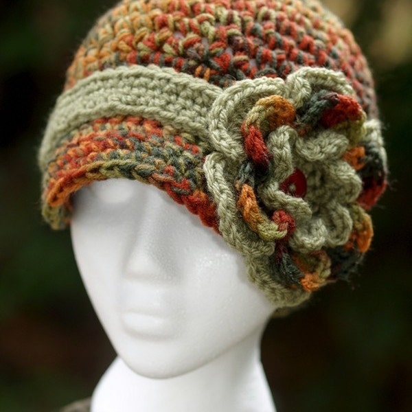 Ladies - Teen Urban Newsboy Cap with Triple Flower - Autumn Mix