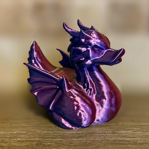 Silk Purple Blue Dragon Duck | Color Shift Dragon Duck | Fantasy Dragon Figurine | 3D Printed Dragon | Collectible Dashboard Duck