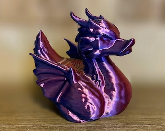 Silk Purple Blue Dragon Duck | Color Shift Dragon Duck | Fantasy Dragon Figurine | 3D Printed Dragon | Collectible Dashboard Duck