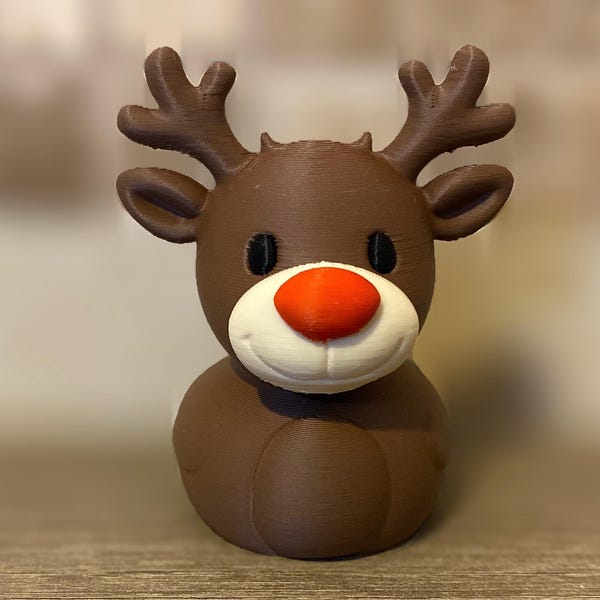 Red Nosed Reindeer  Duck - 3D Printed Figurine - Car Dashboard Decor - Ducking Gift - Cruises - Collectibles