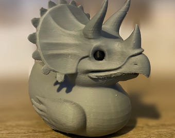 Triceratops Duck | Dinosaur Duck | 3D Printed Duck Figurine | Funny Desk Duck | Dinosaur Gift | Adventure Duck | Cruise Duck | Duck Exchange
