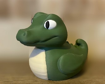 Lindo pato caimán / Figura impresa en 3D / Pato de crucero / Pato para el salpicadero / Decoración para el salpicadero del coche / Regalo de intercambio de patos / Pato coleccionable