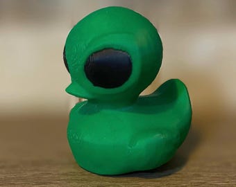 Pato alienígena verde - Figura impresa en 3D - Decoración para el salpicadero del coche - Regalo original - Cruceros - Artículos de colección
