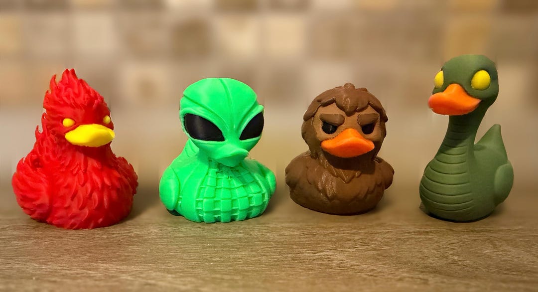 Otherworldly Ducks 4 Pack - 3D Printed Figurine - Car Dashboard Decor ...