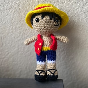 handmade one piece luffy crochet doll