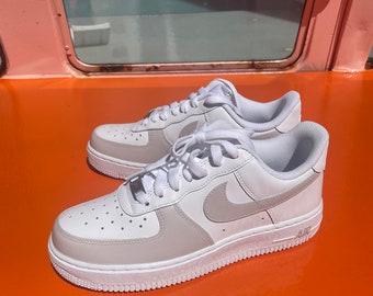 Custom Beige/brown Air Force 1 sneakers