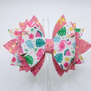 Flamingo bow straw topper for tumblers