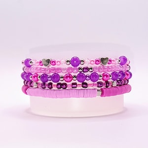 Pink/purple cup bracelet stack
