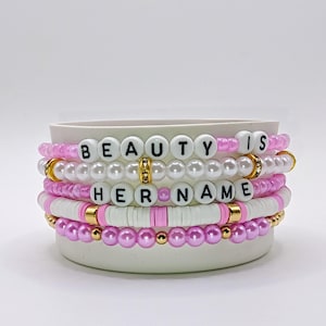 Beauty is her name cup bracelet stack
