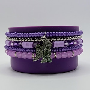 Purple angel cup bracelet stack