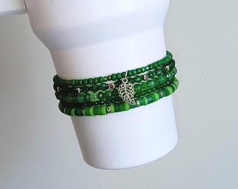 Pulseras de copa de hoja verde