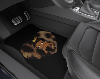 Betty Boop. Y2K Heart Leopard Print Car Mats, Girly Car Mat