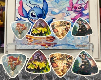 Lorcana Winterspell Play Mat Tube Decals for Monster-style Playmat Tubes | Waterproof Vinyl Stickers | Arial | Archer Belle | Mickey Minnie
