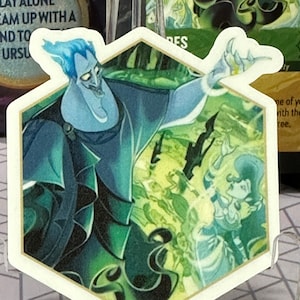 Lorcana Hades dubbele dealersticker | Hercules Schurk | Legendarisch | Ruilkaartspel | Dekdoosdecoratie | Speelkleedkoker | Bindmiddelsticker