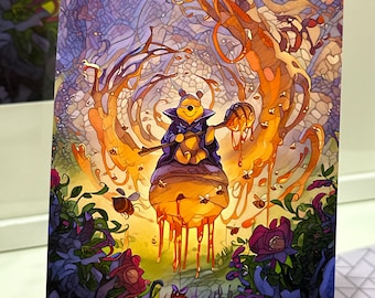 Lorcana Art Print | Poster | Winnie the Pooh Honey Wizard | Rise of the Floodborn | Stained Glass Effect | Deck Out Your Walls | Great Gift