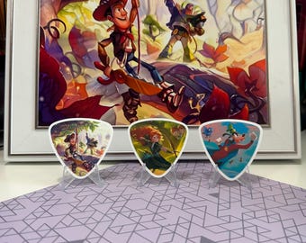 Lorcana Wilds Unknown Play Mat Tube Decals for Monster-style Playmat Tubes | Waterproof Vinyl Stickers | Goofy | Merida | Woody & Buzz