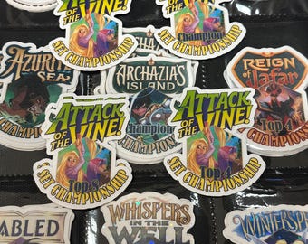 Lorcana Set Championship Stickers | Into the Inklands through Attack of the Vine | Champion, Runner Up, Top Ranks