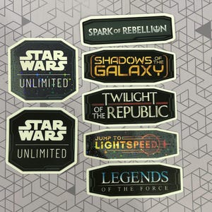 Stickers autocollants Star Wars Unlimited Label | Organisation du classeur | Étincellez la rébellion | Galaxie des ombres | République du crépuscule | Vitesse de la lumière