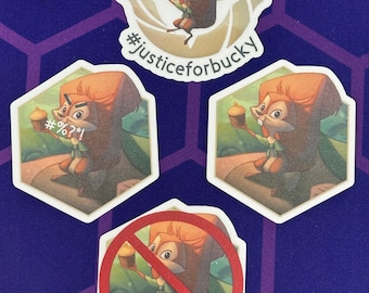Lorcana Funny Bucky Stickers | Decals | Play TCG | Justice for Bucky | Errata | Emperor’s New Groove | Deck Box Decor | Great Gift Humor