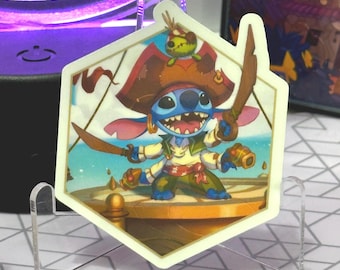 Lorcana Stitch Alien Buccaneer Sticker | Decal | Azurite Sea |  Emerald | Fun Gift | Beautiful | Waterproof Vinyl Sticker | Deck