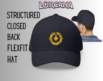 Lorcana hoed met gesloten achterkant | Cadeau | Zwart of goud geborduurd Lore-logo |  Cap met verlicht symbool | Ruilkaartspel | Dek je hoofd uit | TCG