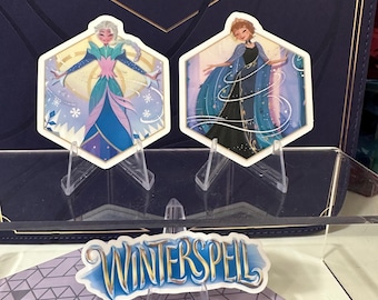 Lorcana Winterspell Elsa & Anna Enchanted Stickers | Decal Vinyl Water Resistant