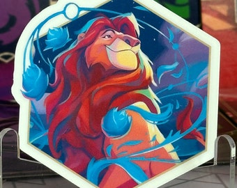 Lorcana Mufasa Ruler of Pride Rock Enchanted Decal | Shimmering Skies |  Sapphire | Fun Gift | Beautiful | Waterproof Vinyl Sticker | Deck