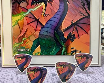 Lorcana Maleficent Dragon Promo Playmat Tube | Fabled Store Set Championship Sticker | Decal Monster-style Play mat | Waterproof Vinyl
