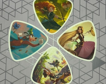 Lorcana Wilds Unknown Play Mat Tube Decals for Monster-style Playmat Tubes | Waterproof Vinyl Stickers | Goofy | Merida | Woody & Buzz