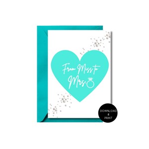 Miss to Mrs Tiffany Blue Card/Biglietto da sposa/Damigella d'onore/Biglietto di matrimonio/Cartolina stampabile/Download istantaneo PDF/Modello di carta