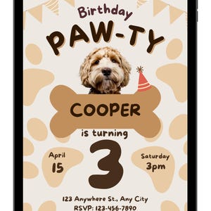 Editable Dog Party Invitation | Puppy Birthday Canva Template (Digital Download) image 4