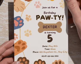 Customisable Dog Birthday Invitation | Puppy Party Canva Template (Digital Download)
