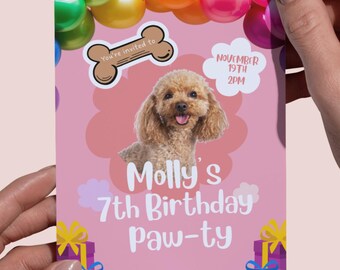 Editable Dog Birthday Invitation | Puppy Party Canva Invite Template (Digital Download)