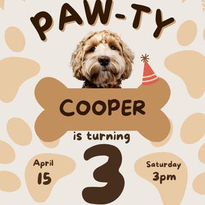 Editable Dog Party Invitation | Puppy Birthday Canva Template (Digital Download) image 2