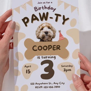 Editable Dog Party Invitation | Puppy Birthday Canva Template (Digital Download) image 1