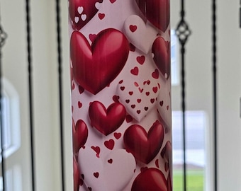 Valentine's Day hearts 20 oz tumbler.