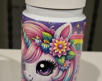 Kids 15 oz tumbler, rainbow and unicorn