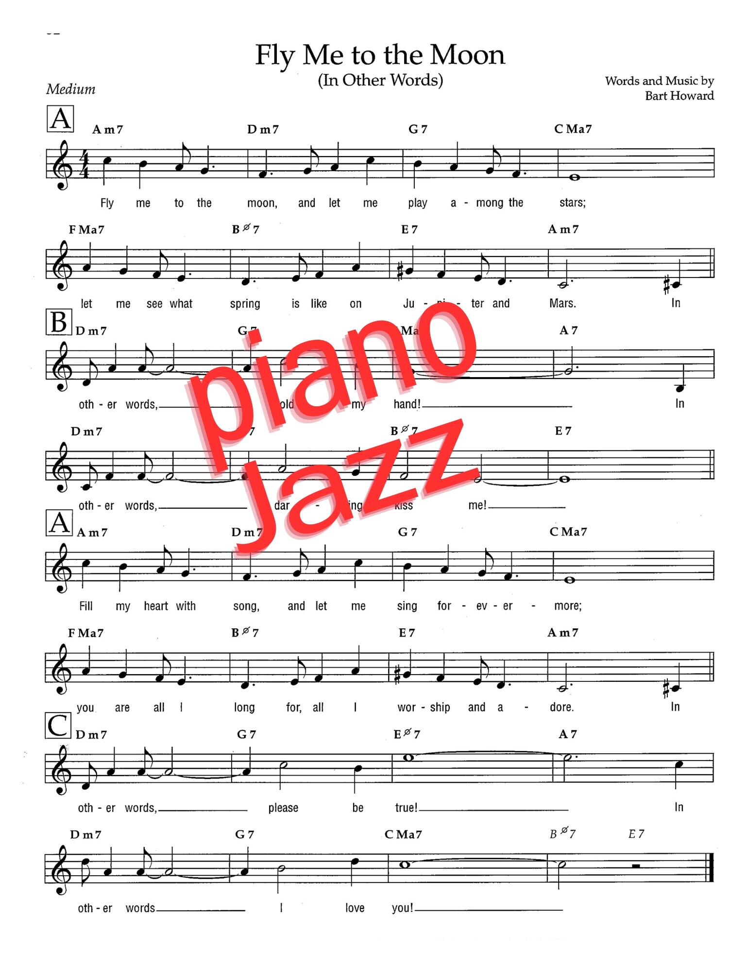 Piano Jazz Digital Sheet Music for Piano and Listening Songs - Etsy