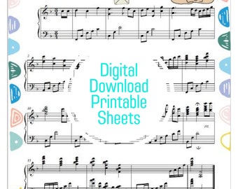 Birthday song digital sheet music for piano with sample songs for listening