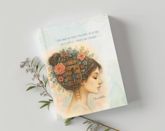 Custom Book Review Journal, Watercolor Woman, Reading Log